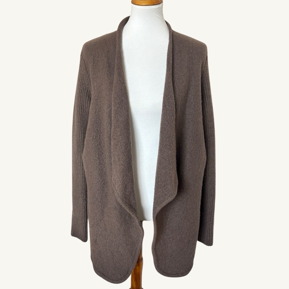 Vince Brown Sugar Boiled 100% Wool Swearter Cardigan Small - Picture 2 of 6
